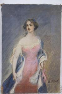 PIRSCH Adolf 1858-1929,Elegante dame in roze japon,Venduehuis NL 2021-02-28