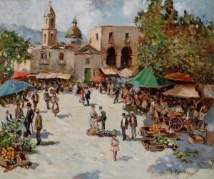 PISANI Gustavo 1877-1948,Piazza del mercato,Galleria Pananti Casa d'Aste IT 2023-07-18