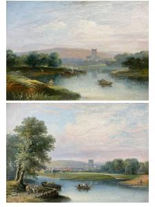 PITT William 1853-1890,On the Severn; The Ferry - Tewkesbury, Glouceste,1850,David Duggleby Limited 2024-03-15