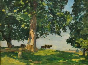 PITTMAN Osmund 1874-1958,a view of cows in a landscape,John Nicholson GB 2022-02-09