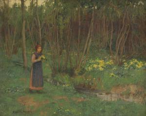 PITTMAN Osmund 1874-1958,A young girl gathering flowers in a wood,Sworders GB 2022-09-27