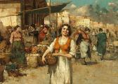 PITTO Giuseppe 1857-1928,A market scene with a woman holding a basket in th,Bonhams GB 2007-05-16