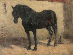 PITZNER Max Joseph 1855-1912,Pferd im Stall,Kastern DE 2015-11-28