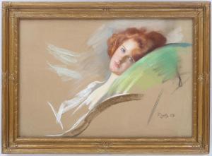 Pizzella Edmondo 1868-1941,portrait of a redhaired woman,1921,South Bay US 2021-10-30