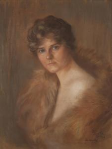 Pizzella Edmondo 1868-1941,Portrait of a woman in a fur,1916,John Moran Auctioneers US 2018-01-23