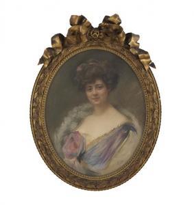 PIZZELLA Edmundo 1868,Portrait of a Woman in a Lavender Dress,New Orleans Auction US 2016-10-16