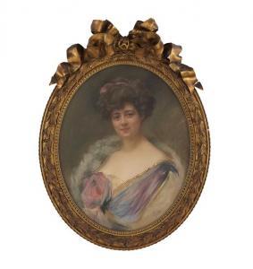 PIZZELLA Edmundo 1868,Portrait of a Woman in a Lavender Dress,New Orleans Auction US 2017-01-29