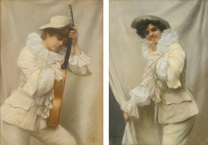 PIZZELLA Edmundo 1868,THE MUSICIAN & BEHIND THE CURTAIN,1945,Sotheby's GB 2016-01-29