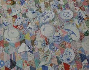 PLAMONDON Peter 1944-2020,Broken Plates on Quilt,Weschler's US 2015-12-04
