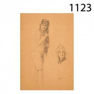 PLANAS Eusebio 1833-1897,Desnudo femenino y Mujer con sombrero,Lamas Bolaño ES 2017-06-21