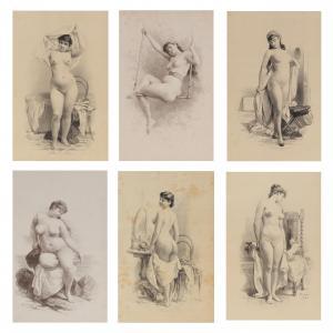 PLANAS Eusebio 1833-1897,Six Works from Academias de Mujer,1883-1884,Leland Little US 2024-03-29