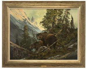 PLANGG Warner,''Rambling Along'', grizzly bears in a mountain la,John Moran Auctioneers 2016-04-16