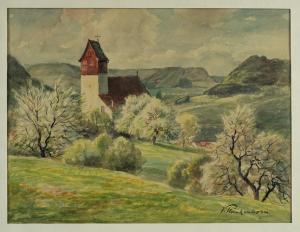 PLANKENHORN Jakob 1894-1977,Ansicht der Thalheimer Kirche auf der Schwäbischen,Zeller DE 2015-09-24