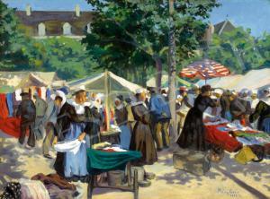PLANY Ervin 1885-1916,Breton Market (Concarneau),1908,Kieselbach HU 2023-05-22