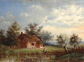 PLAS Laurens 1828-1893,Farm by water with fishermen in a boat,1860,Glerum NL 2009-12-02