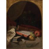 PLATT George 1839-1899,Still Life with Fruit, Book and Recorder,1873,William Doyle US 2010-11-10
