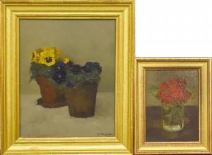 PLATZÖDER Ludwig 1898-1987,Roter Blumenstrauße / Zwei Töpfchen mit Stief,Scheublein Art & Auktionen 2023-05-12