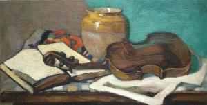 PLAZA Marcelle 1900-1900,Still life with violin andbook,Rosebery's GB 2011-06-14