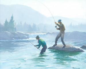 PLEISSNER Ogden Minton 1905-1983,Salmon Fishing,Copley US 2024-02-23