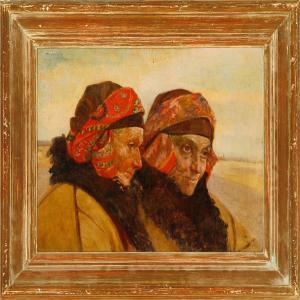 PLESNIVY Vincent 1879-1944,Two Slavonic women near a village road,1919,Bruun Rasmussen DK 2009-11-30