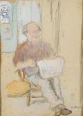 PLESSIS du Enslin H 1894-1978,Portrait of a gentleman reading a newspaper (recto,Bonhams 2008-09-09