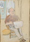 PLESSIS du Enslin H,Portrait of a gentleman reading a newspaper (recto,Sotheby's 2008-01-30