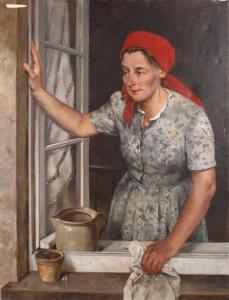 PLESSNER Rudolf 1889-1977,Frau am Fenster,Mehlis DE 2018-08-23