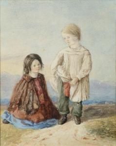 pleydell bouverie jane 1845-1855,Young children in a landscape,1849,Dreweatt-Neate GB 2009-09-29