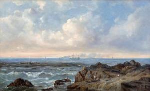PLEYSIER Ary 1809-1879,A steamboat overtaking a three-master near a rocky,Venduehuis NL 2019-11-14