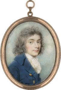 PLIMER Andrew 1763-1837,Portrait eines langhaarigen jungen Mannes,Galerie Bassenge DE 2023-11-30