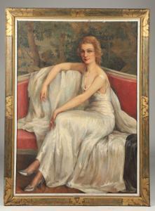 PLOQUIN Gaston,Portrait d\’une élégante en tenue de soirée assise,1931,Chayette et Cheval 2022-05-06