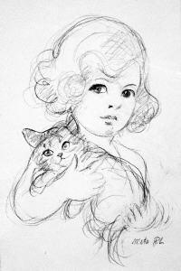 PLUCKEBAUM Meta 1876-1945,Mädchen mit Katze,Auktionshaus Quentin DE 2003-04-26
