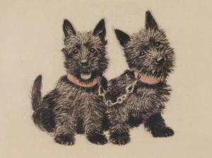 PLUCKEBAUM Meta 1876-1945,Two Black Scotty Pups,,Burchard US 2014-10-19