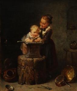 PLUM August 1815-1878,Children playing in a smithy,1865,Bruun Rasmussen DK 2021-08-23