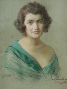 POCHWALSKI Kazimierz 1855-1940,Portret kobiety w szmaragdowej sukni,1933,Rempex PL 2018-04-18