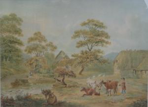 POCOOK H,Farmyard scene with figures and animals and distan,1794,Peter Francis GB 2017-12-06