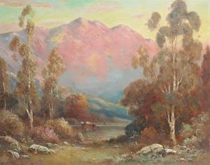 PODCHERNIKOFF Alexis Matthew,cattle watering with pink mountains in the distanc,Bonhams 2005-04-11