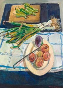 PODLASHUC Alexander Cecil 1930-2009,Still Life with Onions and Leeks,1995,Strauss Co. ZA 2017-03-06