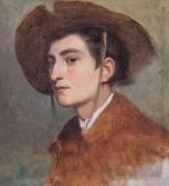 POECKH Theodor 1839-1921,Bildnis eines jungen Mannes mit Hut,Auktionshaus Dr. Fischer DE 2016-12-10