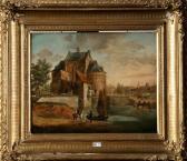 POELMAN Pieter Frans 1801-1826,Porte de ville animée,1823,VanDerKindere BE 2012-09-11
