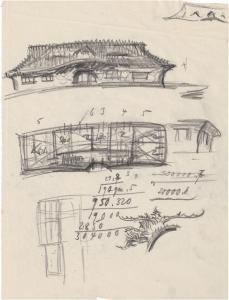 POELZIG Hans,Dresden Hellerau: Entwurf für ein Landhaus mit ges,c. 1920,Galerie Bassenge 2021-06-11