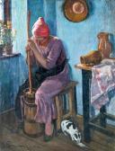 POGANY Julius Gyula 1884-1925,Churning butter,Nagyhazi galeria HU 2016-12-13