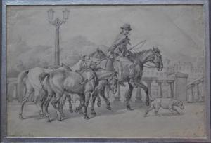 Poggetto,Figure leading horses over a bridge,Andrew Smith and Son GB 2018-02-06