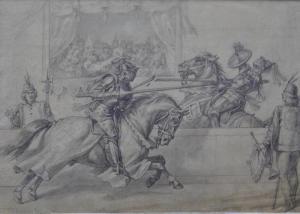 Poggetto,Medieval jousting scene,Andrew Smith and Son GB 2018-02-06