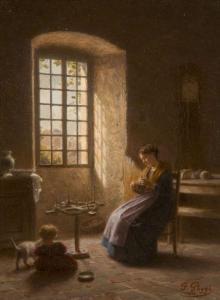 POGGI François 1838-1900,Femme au rouet dans un intéri,1891,Artcurial | Briest - Poulain - F. Tajan 2012-10-17