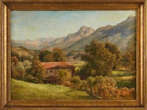 POHLE Hermann Emil 1863-1914,Gebirgslandschaft mit Mühle,Dobritz DE 2018-09-01