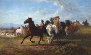 POINGDESTRE Charles Henry 1825-1905,Herding the horses,1870,Dreweatts GB 2021-05-27