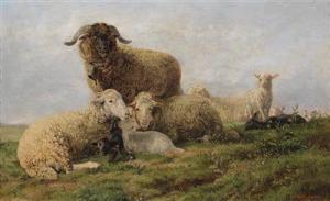 POINGDESTRE Charles Henry 1825-1905,Sheepin the Pasture,1866,Palais Dorotheum AT 2011-06-09