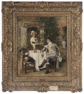 POIRSON Maurice 1850-1882,Gentleman Taking Tea in a Courtyard,1872,Brunk Auctions US 2019-09-13