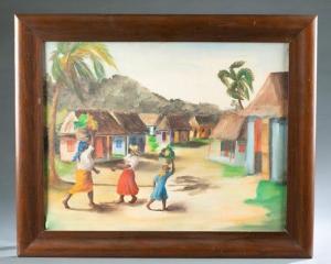 POISSON Louverture 1914-1985,Haitian village scene,Quinn & Farmer US 2021-01-30